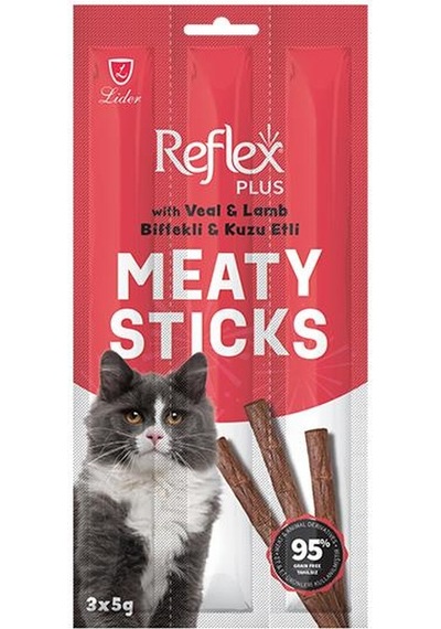 Reflex Plus Kedi Ödül Stick Biftek & Kuzulu 3x5 Gr