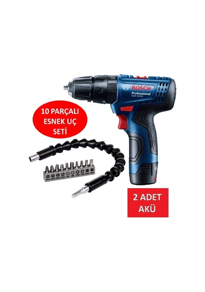 Darbeli Matkap Çift Akülü Şarjlı Matkap Akülü Vidalama 10 Parça Esnek Vidalama Ucu 30 Cm
