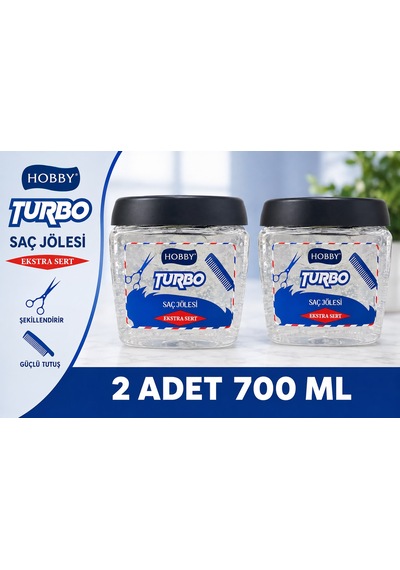 Hobby Turbo Saç Jölesi Extra Sert Uzun Süre Güçlü Tutuş 700 Ml X 2 Adet