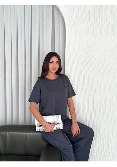 Freedom Storee Kadın Osy Modal Yumuşak Dokulu Kumaş Bisiklet Yaka T-shirt Bol Paça Pantalon İkili Takım -antrasit Çok Renkli Freedom Storee Kadın Osy Modal Yumuşak Dokulu Kumaş Bisiklet Yaka T-shirt Bol Paça Pantalon İkili Takım -antrasit Çok Renkli