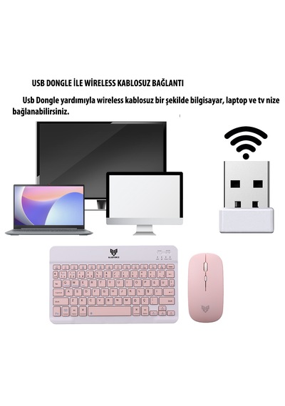 Blueforce Km-33 Wireless Bluetooth Kablosuz Klavye Mouse Set Pemb