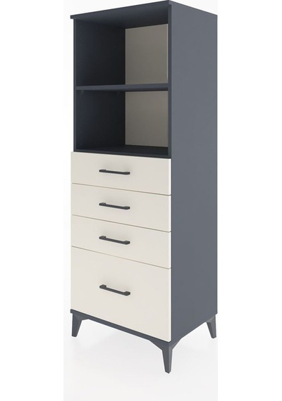 Hyperion Dolap 2 Raflı 4 Çekmeceli 60x44x163 Antrasit-aytaşı Antrasit