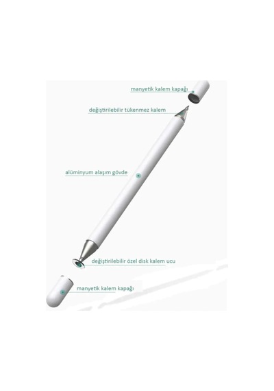 Dokunmatik Kalem 2 In 1 Passive Stylus Kapasitif Tablet Kalemi Beyaz