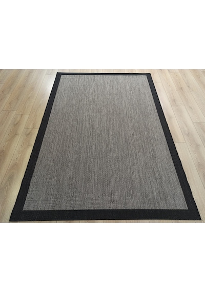 Çam Halı Sisal 9715 Vizon / Siyah Bordürlü Jüt Sisal Kilim