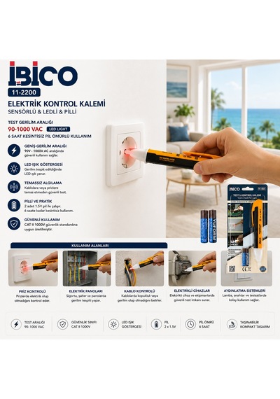 Dijital Sensörlü Led Elektrik Kontrol Kalemi