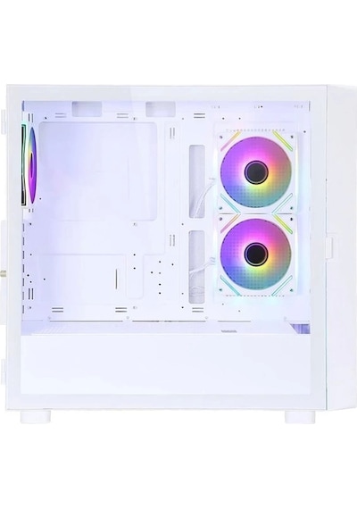 Powerboost PB-P4367BW 3 RGB Fanlı LCD Ekranlı Mid-Tower Oyuncu Bilgisayar Kasası Beyaz