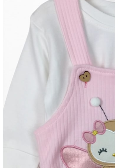 Kidskingdom Toz Pembe Renk Kız Bebek & Çocuk Pamuklu 2 Parça Tulum Toz Pembe