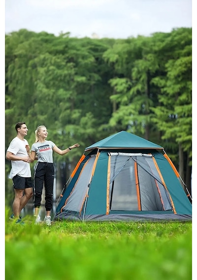 Yek Outdoor 6 Kişilik Tam Otomatik Tenteli Kamp Çadırı 270x270x170cm Yeşil