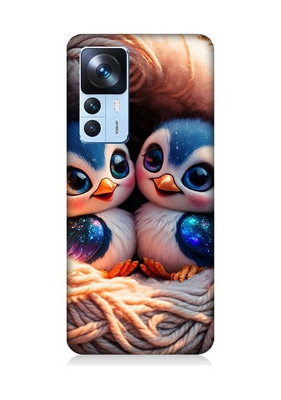 Xiaomi Mi 12t Pro Uyumlu Yuvalarında Sevimli Penguenler Desenli Silikon Kılıf Çok Renkli