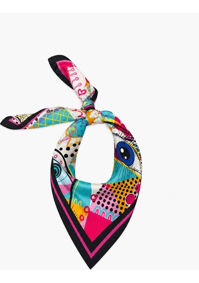 Tarzını Seç Gökkuşagı Desenli Fular / Bandana 70x70 Cm