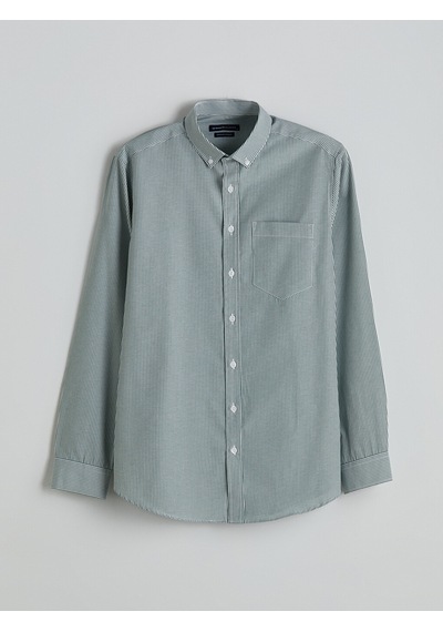 Lcwaıkıkı Classic Yeşil Regular Fit Uzun Kollu Çizgili Poplin Erkek Gömlek