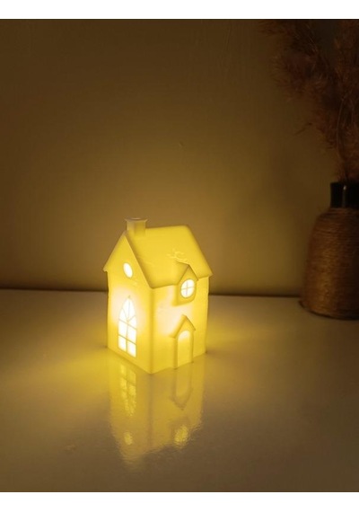 Kış Evi Mumluk Noel Yılbaşı Süsü Dekoratif Biblo Tealight Mumluk Seti Mum Dahildir