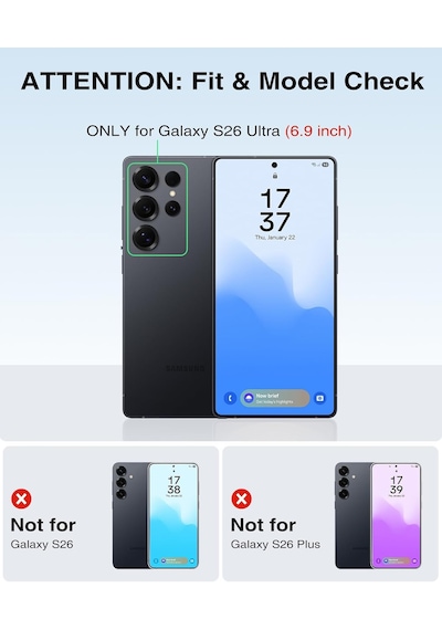 Samsung Galaxy S26 Ultra İle Uyumlu Kılıf Su Geçirmez 360 Derece Koruma Waterproof Telefon Kılıfı Siyah