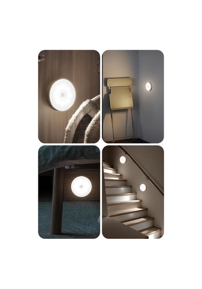 16led 3mod Hareket Sensörlü Şarjlı Led Işık Mıknatıslı Kablosuz Gece Lambası Koridor Işığı 47732 Genel