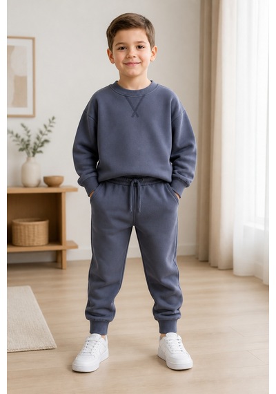 Eray Alp Kids Erkek Çocuk Gri Eşofman Takımı Günlük Rahat Kombin