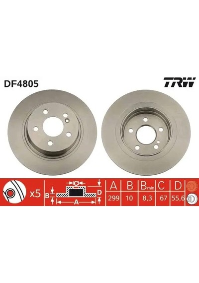 Mercedes C180 W204 Arka Fren Diski 2008-2013 Trw Df4805 2adettir