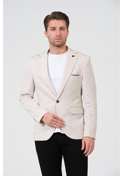 Bonesti Erkek Slim Fit Blazer Ceket Krem Kahve Benekli