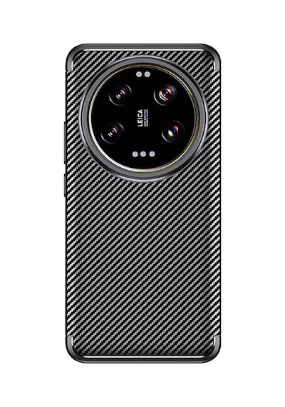 Xiaomi Mi 14 Ultra Kılıf Karbon Görünümlü Silikon Kamera Korumalı Üstün Koruma Pazarplus Siyah