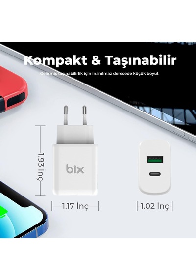 Zh-2u41t 25w Pd 3.0 Type-c & Usb-a Çift Bağlantı Noktalı Hızlı Şarj Adaptörü, Huawei, İphone 15/14/13/12/pro Max, İpad Air/pro Ve Daha Fazlası İle Uyumlu