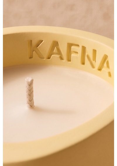 Kafna Beyaz Sabun Kokulu Dekoratif Beton Mum - %100 Soya Wax Sarı