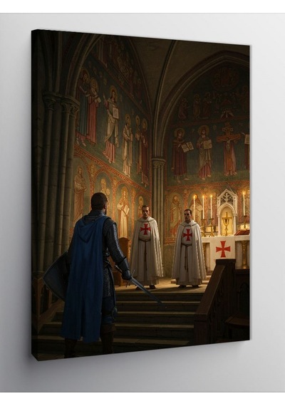 Kanvas Tablo Gotik Kilise Ve İnsanlar 100cmx140cm