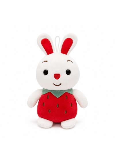 Sevimli Çilek Tavşan Peluş Oyuncak 20 Cm Yumuşak Peluş Bunny Kırmızı