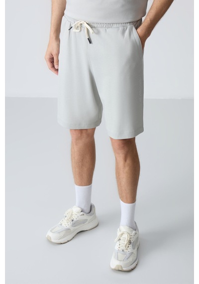 Tommy Life Taş Pamuklu Kalın Yumuşak Dokulu Oversize Fit Basic Erkek Şort Takım - 85257