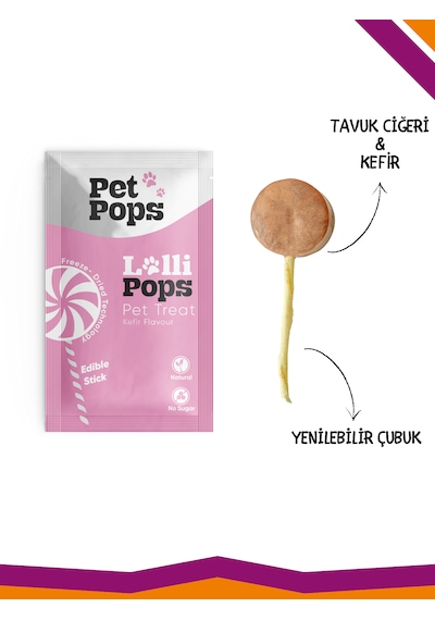 Lollipops Tavuk Ciğeri Kefir 3'lü Kedi Köpek Ödül Lolipopu