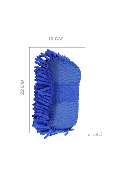 Premium Mikrofiber Araba Yıkama Süngeri Bir Yüzü Makarna, Diğer Yüzü Mop Bezi Mavi 1 Adet