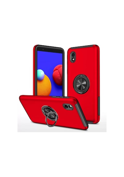 Newface Samsung Uyumlu,  Galaxy A01 Core Kılıf Elit Yüzüklü Kapak - Kırmızı