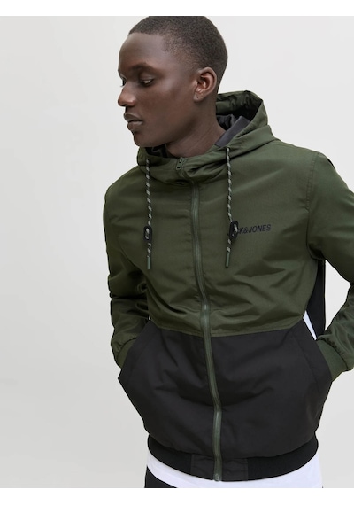 Jack & Jones Jjerush Hood Bomber Noos Siyah-yeşil Erkek Mont 12200208 Siyah-yeşil