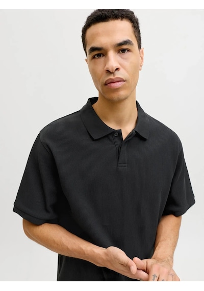 Jack & Jones Jjeharrison Structure Polo Ss Ln Erkek T-shirt-32747 Siyah
