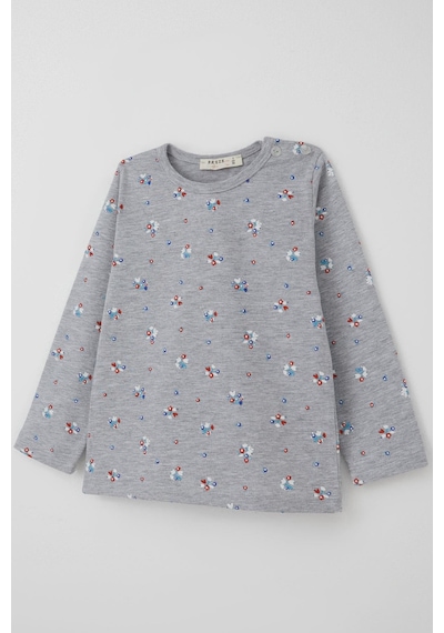 Breeze Kız Bebek Pijama Takımı Renkli Çiçek Desenli 9 Ay-3 Yaş, Gri Melanj Gri Melanj