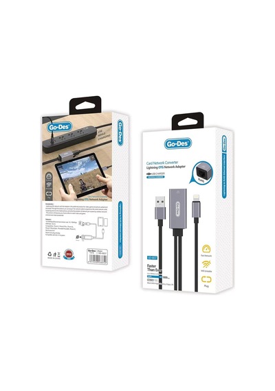 Go Des GD-6837 RJ45 To Lightning Otg 100Mbps Ethernet Dönüştürücü