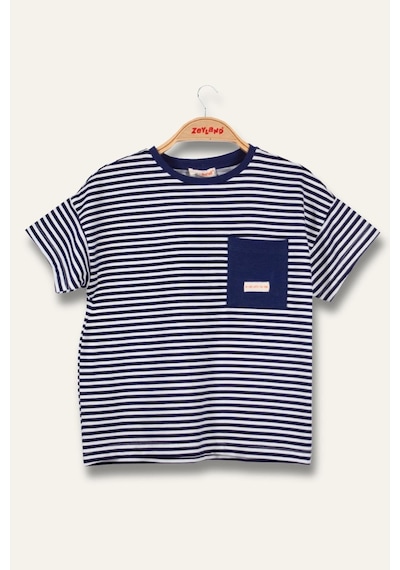 Zeyland Erkek Çocuk Çizgili Çepli T-shirt - Lacivert Çizgili Lacivert