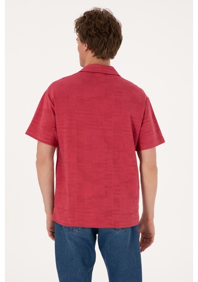U.S. Polo Assn. Erkek Comfort Fit Kaçık Yaka Vişne Tişört 50303224-VR223