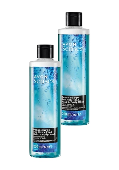Avon Senses Ocean Surge Nane Ve Deniz Kokulu Saç Ve Vücut İçin Erkek Duş Jeli 2 x 250 ML