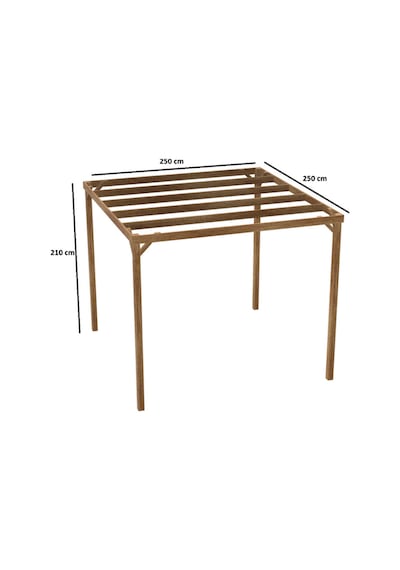 Ahşap Pergole Tente Çardak 250x250 Cm Kendin Kur Yerden Yükseklik 210 Cm Kahverengi