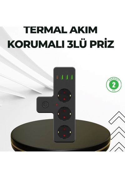 7 Çıkışlı Masaüstü Çoklu Priz Usb Ve Type-c Portlu Açma Kapama Düğmeli Güç Dağıtıcı Diğer