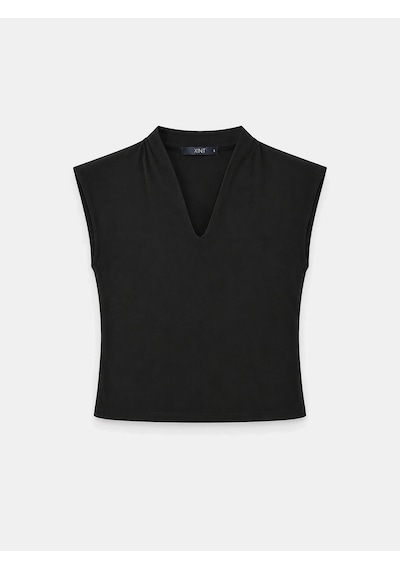 Xint Siyah Esnek Dokulu Regular Fit Bluz 602531