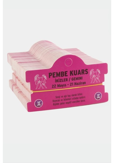 Pembe Kuars & İkizler Burç Bileklik Kartı
