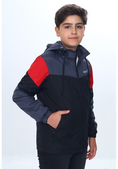 Toontoy Kids Toontoy Erkek Çocuk Dik Yaka Kapüşonlu Fermuarlı Cepli Baskılı Renk Bloklu Dokuma Yağmurluk - Siyah Toontoy Kids Toontoy Erkek Çocuk Dik Yaka Kapüşonlu Fermuarlı Cepli Baskılı Renk Bloklu Dokuma Yağmurluk - Siyah