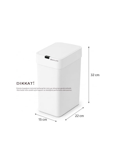 Otomatik Hareket Sensörlü Çöp Kovası, Banyo Çöp Kovası, Çocuk Odası Çöp Sepeti, Çöp Kutusu, 2 Adet 1.5 V Genel
