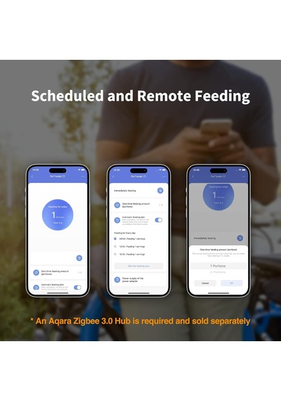 Akıllı Yem Otomatı C1, Aqara Zigbee 3.0 Hub Gerektirir, Kediler Ve Köpekler İçin, Programlanabilir Porsiyon Kontrol