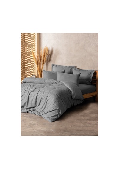 Cotton Box Rf Dual -plaid Gri- Çift Kişilik Nevresim Takımı