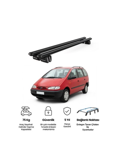 Pençe Ford Galaxy Ara Atkı 1996-2000 Uyumlu Siyah Ara Atkı Port Bagaj Tavan Barı