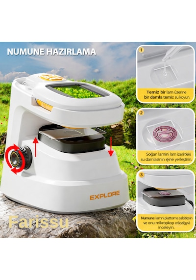 Çocuklar İçin Dijital Mikroskop 1000x Hd Ekranlı, Led Işıklı, Type-c Şarjlı Eğitim Seti