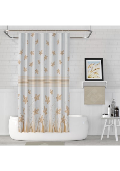 Sonbahar Desenli Banyo Perdesi,180x200 CM Tek Kanat Duş Perdesi Kahverengi