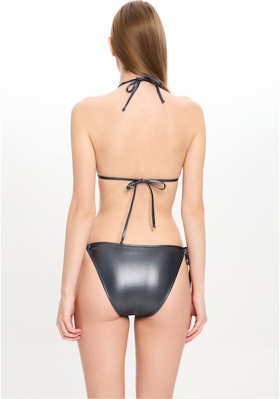 Toosalty Kadın Deri Görünümlü Küçük Üçgen Bikini Takımı 25sw Siyah