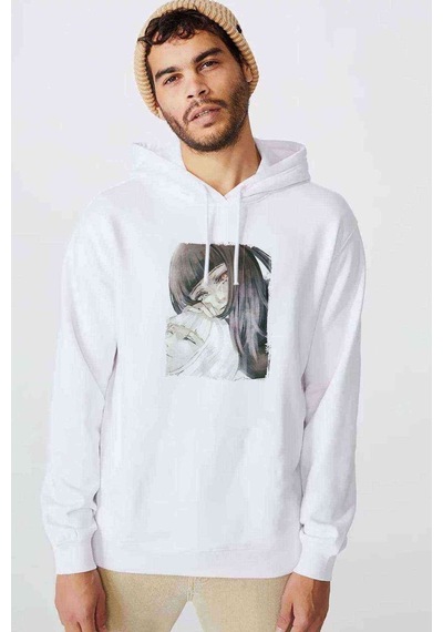 Anime Tokyo Ghoul Anteiku Baskılı Beyaz Erkek Örme Kapşonlu Sweat (531036692)